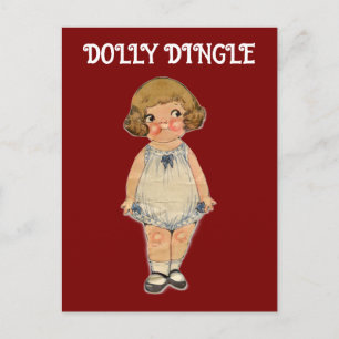 TARJETA POSTAL DE MUÑECA DE PAPEL DOLLY DINGLE