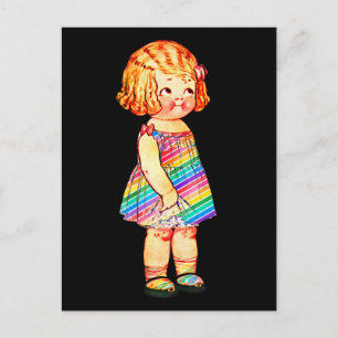 TARJETA POSTAL DE MUÑECA DE PAPEL NIÑA ANTIGUA MON