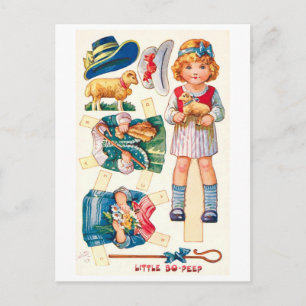 Tarjeta postal de muñeca de papel vintage--Little