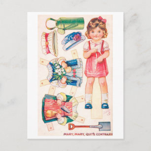 Tarjeta postal de muñeca de papel vintage - Mary C