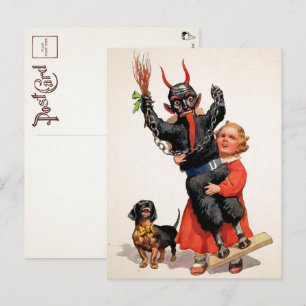 Tarjeta postal de muñeca Krampus grande vintage