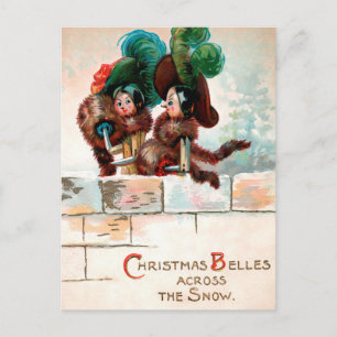 Tarjeta postal de muñecas de Navidad de madera vic