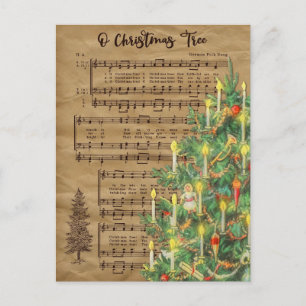 Tarjeta postal de música de árbol de Navidad vinta