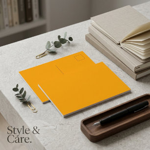 Tarjeta Postal de Naranja Sólido Diseño Simple y E