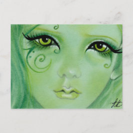 Tarjeta postal de natación de hadas verdes