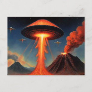 Tarjeta postal de nave espacial de ciencia ficción