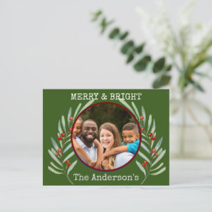 Tarjeta postal de Navidad Alegre y Brillante 1 fot
