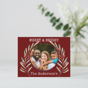 Tarjeta postal de Navidad Alegre y Brillante 1 fot