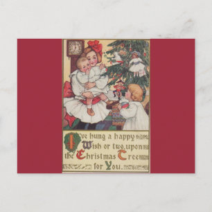 Tarjeta postal de Navidad antigua de niños victori