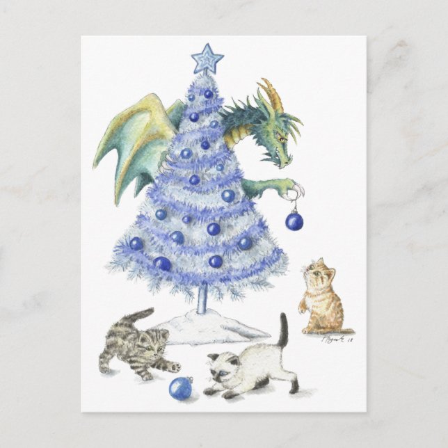 Tarjeta postal de Navidad azul (Anverso)