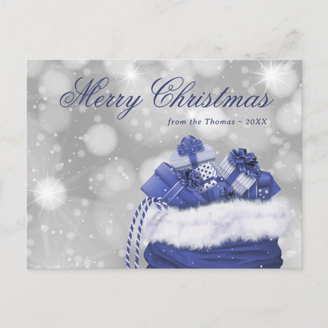 Tarjeta postal de Navidad Blue Merry (Anverso)