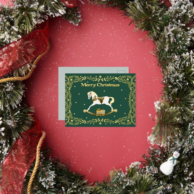 Tarjeta postal de Navidad Caballo de Balanza con H (in situ)