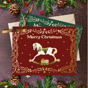 Tarjeta postal de Navidad Caballo de Juguete con H