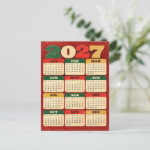 Tarjeta postal de Navidad – Calendario retro 2027
