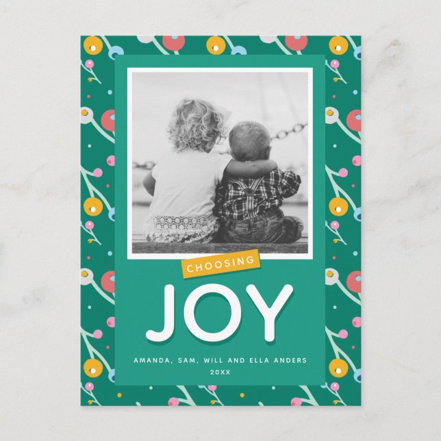 Tarjeta postal de Navidad Choosing Joy Holiday Ber (Anverso)