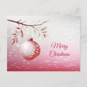 Tarjeta postal de Navidad con bola decorativa rosa