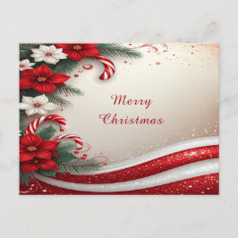 Tarjeta postal de Navidad con cañas de caramelo fl