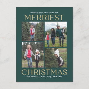 Tarjeta postal de Navidad con collage limpio sólid
