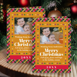 Tarjeta postal de Navidad con cuadros dorados para