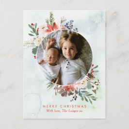 Tarjeta postal de Navidad con delicada corona flor