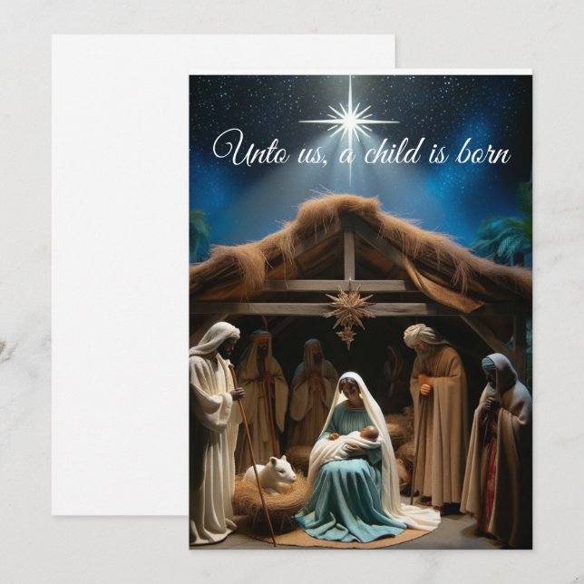 Tarjeta postal de Navidad con escena del Nacimient (Anverso / Reverso)