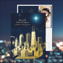 Tarjeta postal de Navidad con estrella de Chicago