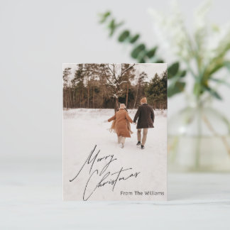 Tarjeta postal de Navidad con foto de invierno per