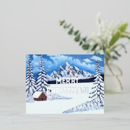 Tarjeta Postal de Navidad con Hojas de Plata de Ma