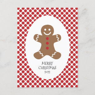 Tarjeta postal de Navidad con hombre de jengibre e