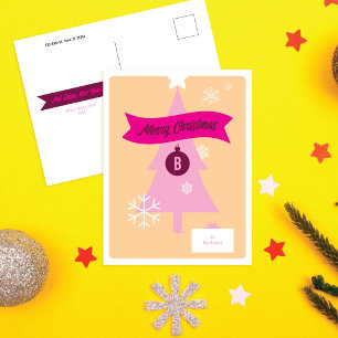 Tarjeta postal de Navidad con iconos monogramados 