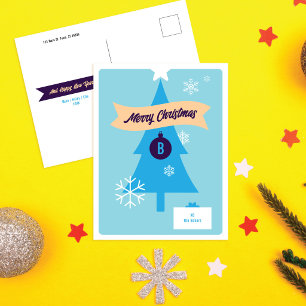 Tarjeta postal de Navidad con iconos monogramados 