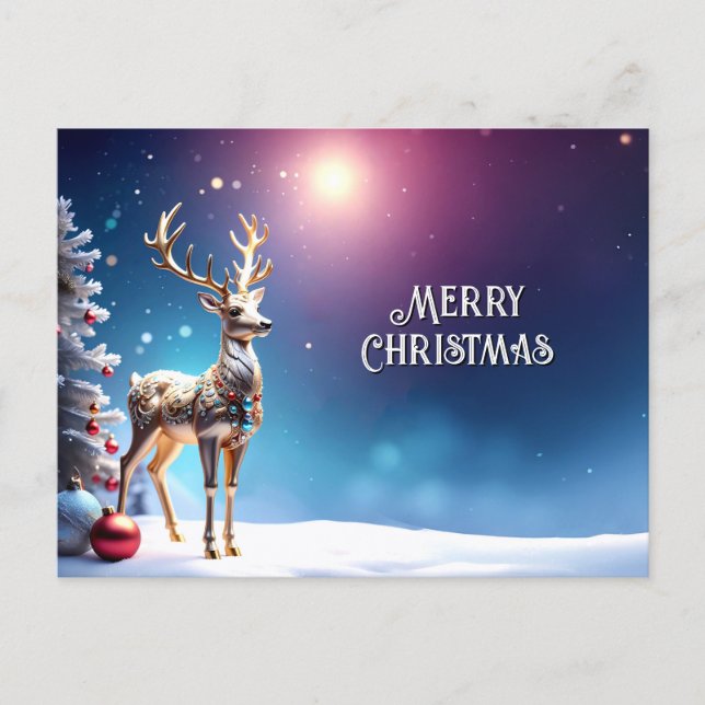 Tarjeta postal de Navidad con joyas de reno (Anverso)