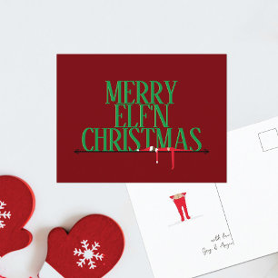 Tarjeta postal de Navidad con letrero de saludo de