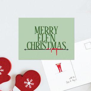 Tarjeta postal de Navidad con letrero de saludo de