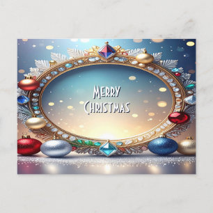 Tarjeta postal de Navidad con marco de joya