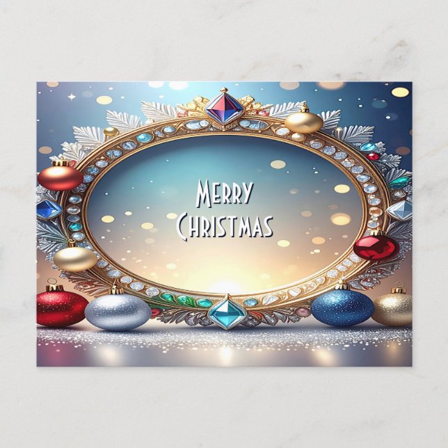 Tarjeta postal de Navidad con marco de joya (Anverso)