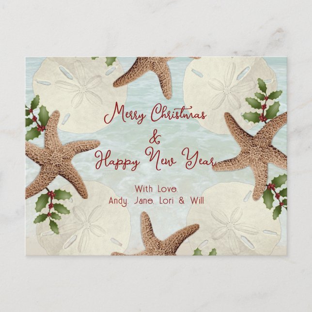 Tarjeta postal de Navidad Corona de Playa Dólares  (Anverso)