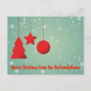 Tarjeta postal de Navidad de adornos rojos persona