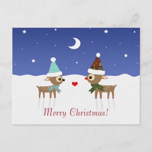 Tarjeta postal de Navidad de amigos renos (Anverso)