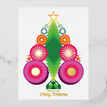 Tarjeta postal de Navidad de árbol de hoja de oro