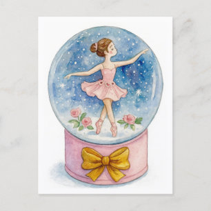 Tarjeta postal de Navidad de bailarina en bola de 