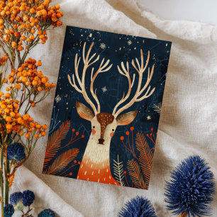 Tarjeta postal de Navidad de bosque rústico con re