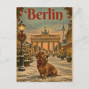 Tarjeta postal de Navidad de Dachshund Berlín