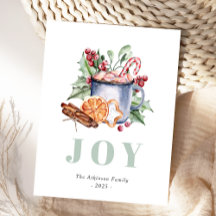 Tarjeta postal de Navidad de dulces en acuarela