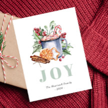 Tarjeta postal de Navidad de dulces en acuarela