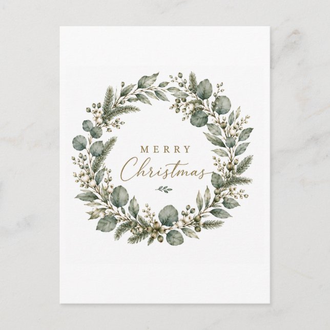 Tarjeta postal de Navidad de eucalipto botánico el (Anverso)