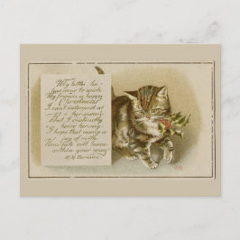 Tarjeta postal de Navidad de gatito vintage