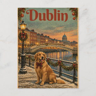 Tarjeta postal de Navidad de Golden Retriever Dubl