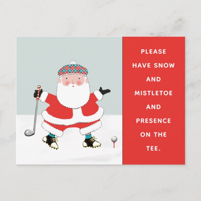 Tarjeta postal de Navidad de golf creativo (Anverso)