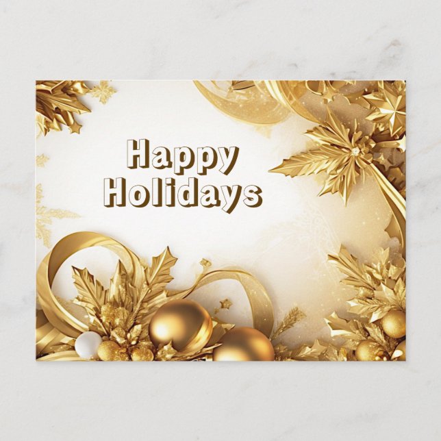 Tarjeta Postal de Navidad de Hojas Doradas (Anverso)